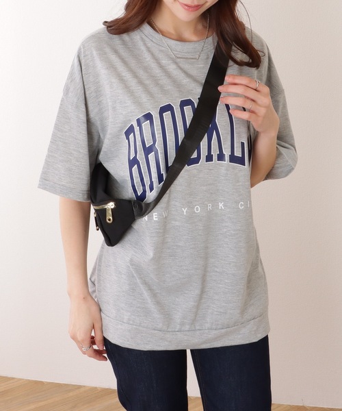 Lace Ladies(レースレディース)の「カレッジロゴ風 ビッグシルエット 半袖 ドロップショルダー プルオーバー(Tシャツ/カットソー・レディース・ブラック/ダークグレー/ネイビー/ライトグレー・M/XL)」の19枚目の写真