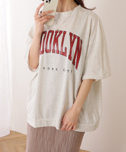 Lace Ladies(レースレディース)の「カレッジロゴ風 ビッグシルエット 半袖 ドロップショルダー プルオーバー(Tシャツ/カットソー・レディース・ブラック/ダークグレー/ネイビー/ライトグレー・M/XL)」の21枚目の写真