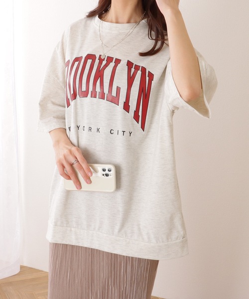 Lace Ladies(レースレディース)の「カレッジロゴ風 ビッグシルエット 半袖 ドロップショルダー プルオーバー(Tシャツ/カットソー・レディース・ブラック/ダークグレー/ネイビー/ライトグレー・M/XL)」の22枚目の写真