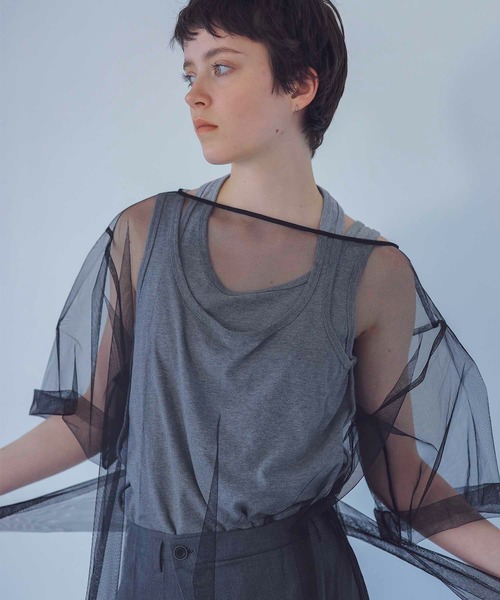 DRESSLAVE（ドレスレイブ）の「cross neck leyered tank(クロスネックレイヤードタンク)（タンクトップ・レディース・ブラック/グレー/ホワイト・38）」の11枚目の写真