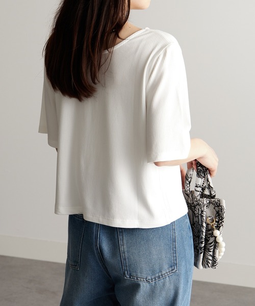RANAN(ラナン)の「リボンポイントトップス(Tシャツ/カットソー・レディース・ライトグレー/ブラック/レッド/オフホワイト・LL/S/M/L)」の21枚目の写真