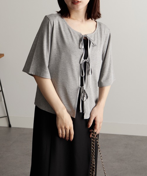 RANAN(ラナン)の「リボンポイントトップス(Tシャツ/カットソー・レディース・ライトグレー/ブラック/レッド/オフホワイト・LL/S/M/L)」の16枚目の写真