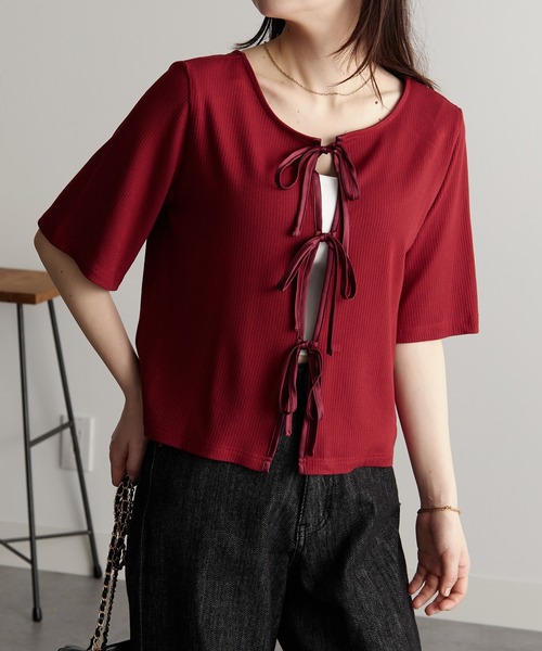 RANAN(ラナン)の「リボンポイントトップス(Tシャツ/カットソー・レディース・ライトグレー/ブラック/レッド/オフホワイト・LL/S/M/L)」の14枚目の写真
