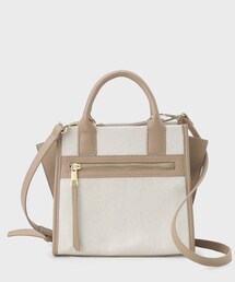 OPAQUE.CLIP | 【2WAY】キャンバス合皮コンビスクエアミドルトートバッグ(ハンドバッグ)