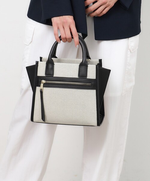 OPAQUE.CLIP（オペークドットクリップ）の「◆【2WAY】キャンバス合皮コンビスクエアミドルトートバッグ（ハンドバッグ・レディース・ブラック/グレー/ベージュ・00）」の18枚目の写真