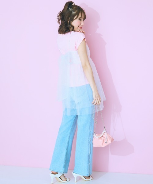 marun（マルン）の「＜大きいサイズ＞ フレンチスリーブTシャツ marun（Tシャツ/カットソー・レディース・チャコール/オフホワイト/ピンク・5L/4L/3L/LL/L）」の11枚目の写真