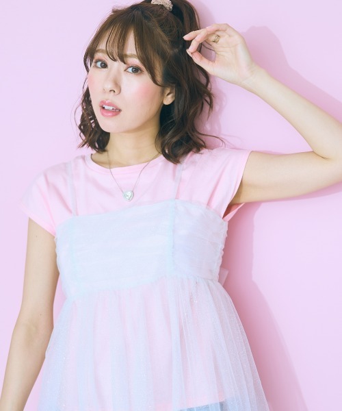 marun（マルン）の「＜大きいサイズ＞ フレンチスリーブTシャツ marun（Tシャツ/カットソー・レディース・チャコール/オフホワイト/ピンク・5L/4L/3L/LL/L）」の21枚目の写真