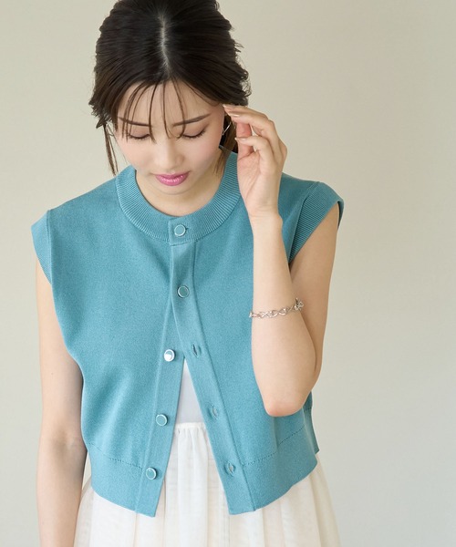 ROPE' PICNIC(ロペピクニック)の「ニットベストカーディガン(ベスト・レディース・ブルー系その他4/ベージュ/ブラック・38)」の1枚目の写真