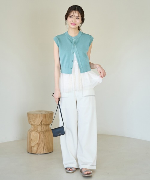 ROPE' PICNIC(ロペピクニック)の「ニットベストカーディガン(ベスト・レディース・ブルー系その他4/ベージュ/ブラック・38)」の18枚目の写真