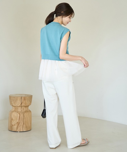 ROPE' PICNIC(ロペピクニック)の「ニットベストカーディガン(ベスト・レディース・ブルー系その他4/ベージュ/ブラック・38)」の20枚目の写真