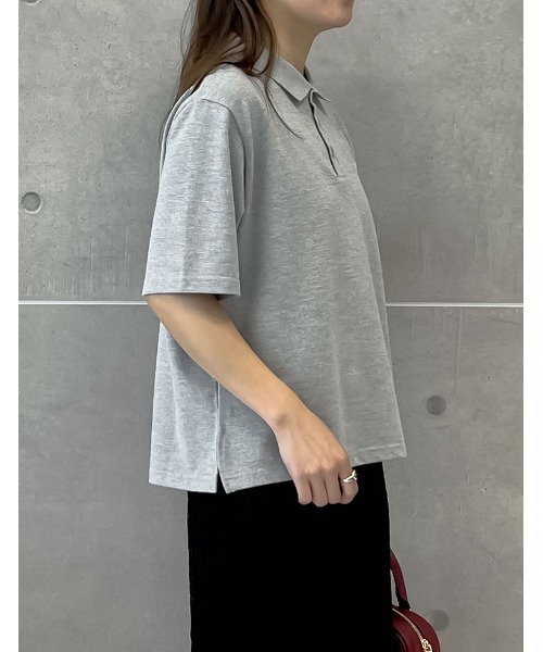 Re:EDIT(リエディ)の「ワンポイント刺繍ロゴポロトップス(ポロシャツ・レディース・ホワイト×ネイビー/グレー×ホワイト/ブラック×ホワイト/ネイビー×ホワイト/レッド系その他/グリーン系その他・LARGE/MEDIUM)」の21枚目の写真