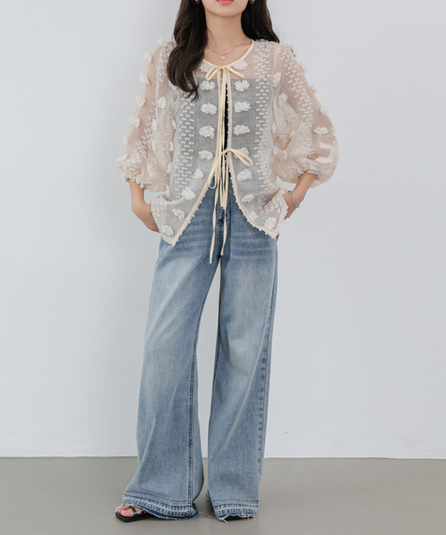 ECLIN（エクラン）の「シアージャガードリボンブラウス（シャツ/ブラウス・レディース・ブラック/ベージュ・M/L）」の15枚目の写真