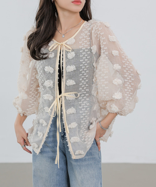 ECLIN（エクラン）の「シアージャガードリボンブラウス（シャツ/ブラウス・レディース・ブラック/ベージュ・M/L）」の13枚目の写真