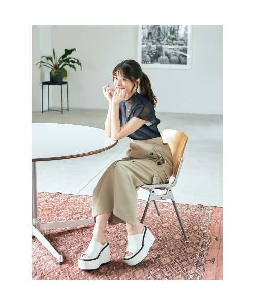 Mafmof(マフモフ)の「Mafmof(マフモフ)11cmヒール厚底プラットフォームサンダル(サンダル・レディース・ホワイト/ブラック/ブラック系その他・L/S/M/LL)」の13枚目の写真