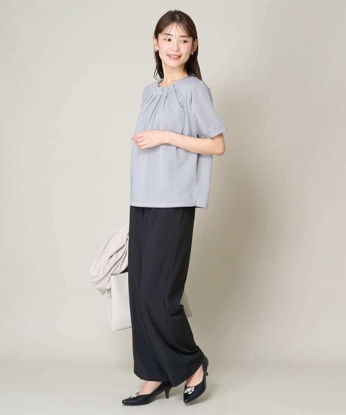 a.v.v（アーヴェヴェ）の「【UVカット/イージーケア】ストライプジャガードトップス（Tシャツ/カットソー・レディース・ブルー/ネイビー/ライトグレー・42/34/36/38/40）」の5枚目の写真