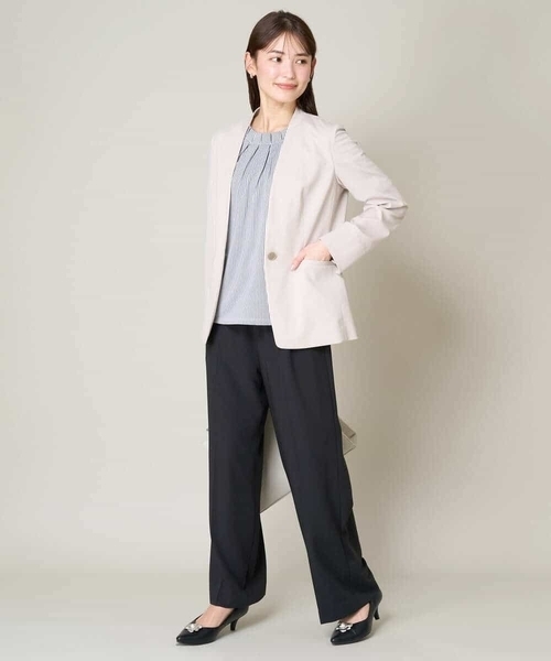 a.v.v（アーヴェヴェ）の「【UVカット/イージーケア】ストライプジャガードトップス（Tシャツ/カットソー・レディース・ブルー/ネイビー/ライトグレー・42/34/36/38/40）」の7枚目の写真