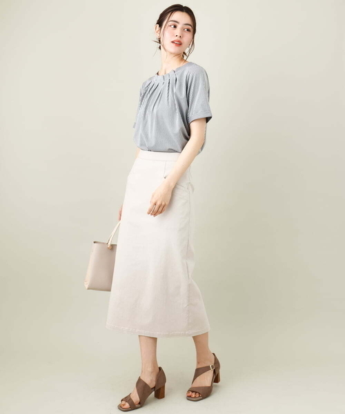 a.v.v（アーヴェヴェ）の「【UVカット/イージーケア】ストライプジャガードトップス（Tシャツ/カットソー・レディース・ブルー/ネイビー/ライトグレー・42/34/36/38/40）」の10枚目の写真