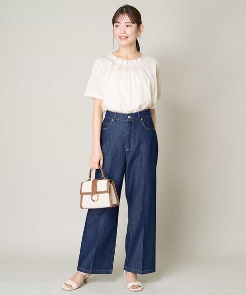 a.v.v（アーヴェヴェ）の「【UVカット/イージーケア】ストライプジャガードトップス（Tシャツ/カットソー・レディース・ブルー/ネイビー/ライトグレー・42/34/36/38/40）」の14枚目の写真