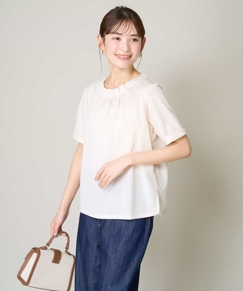 a.v.v（アーヴェヴェ）の「【UVカット/イージーケア】ストライプジャガードトップス（Tシャツ/カットソー・レディース・ブルー/ネイビー/ライトグレー・42/34/36/38/40）」の19枚目の写真