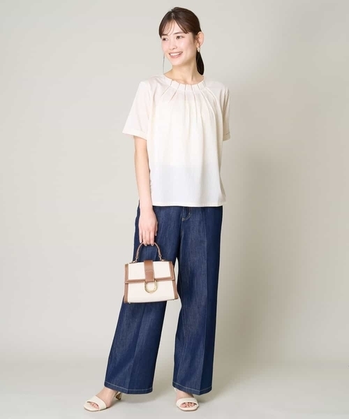 a.v.v（アーヴェヴェ）の「【UVカット/イージーケア】ストライプジャガードトップス（Tシャツ/カットソー・レディース・ブルー/ネイビー/ライトグレー・42/34/36/38/40）」の20枚目の写真