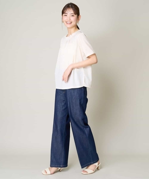 a.v.v（アーヴェヴェ）の「【UVカット/イージーケア】ストライプジャガードトップス（Tシャツ/カットソー・レディース・ブルー/ネイビー/ライトグレー・42/34/36/38/40）」の21枚目の写真