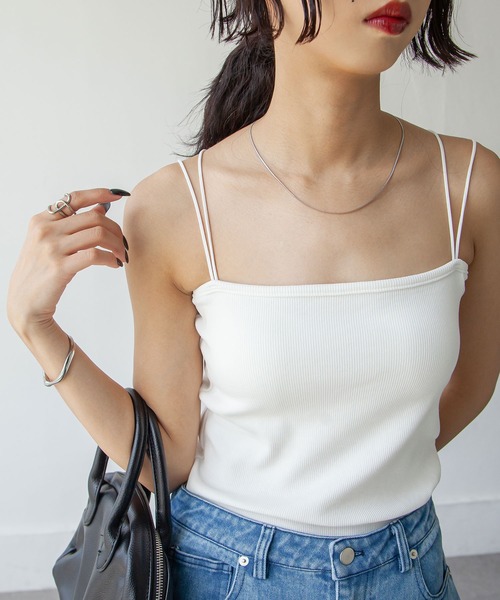 Chillfar（チルファー）の「ダブルストラップカップ付きスクエアキャミソール（キャミソール・レディース・グレー系/グレー/ブラック系/オートミール/ブラウン/ホワイト/ブラウン系/アイボリー/グレイッシュベージュ/ブラック・FREE）」の13枚目の写真