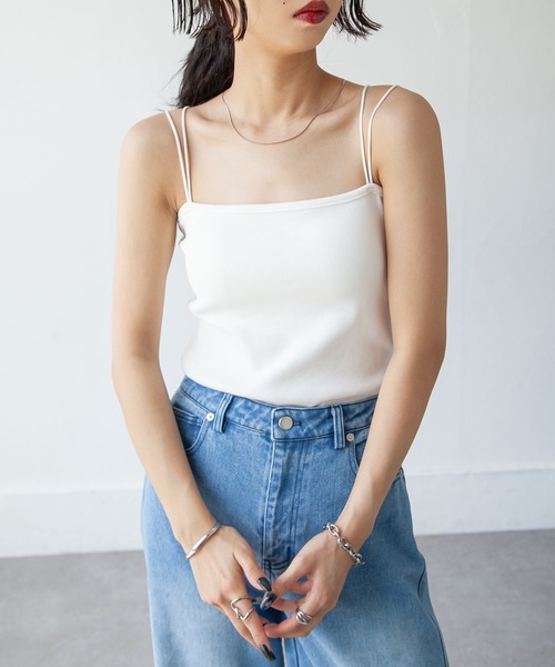 Chillfar（チルファー）の「ダブルストラップカップ付きスクエアキャミソール（キャミソール・レディース・グレー系/グレー/ブラック系/オートミール/ブラウン/ホワイト/ブラウン系/アイボリー/グレイッシュベージュ/ブラック・FREE）」の16枚目の写真