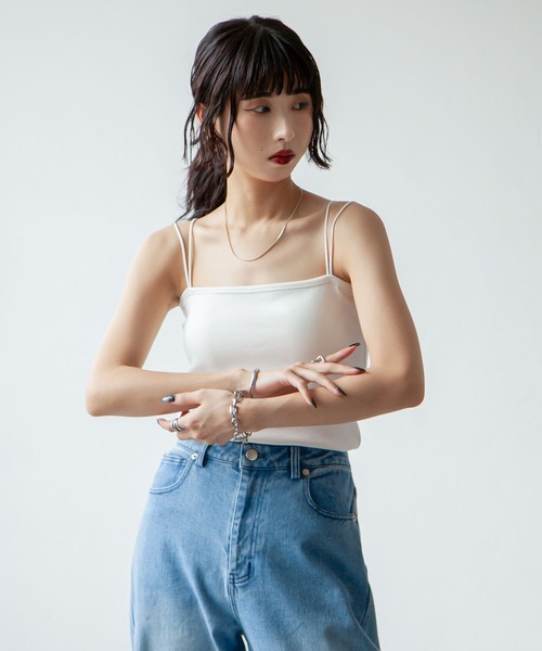 Chillfar（チルファー）の「ダブルストラップカップ付きスクエアキャミソール（キャミソール・レディース・グレー系/グレー/ブラック系/オートミール/ブラウン/ホワイト/ブラウン系/アイボリー/グレイッシュベージュ/ブラック・FREE）」の17枚目の写真