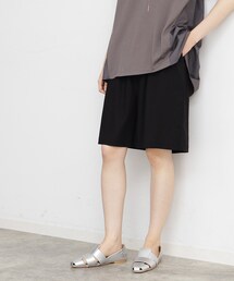 ◆【リネン混】大人タックハーフパンツ/洗える
