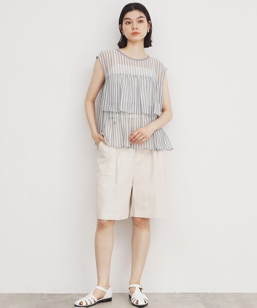 THE SHOP TK (ザ ショップ ティーケー )の「◆【リネン混】大人タックハーフパンツ/洗える(その他パンツ・レディース・ライトベージュ/ブラック・99)」の3枚目の写真