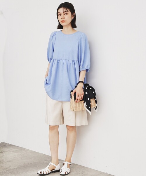 THE SHOP TK (ザ ショップ ティーケー )の「◆【リネン混】大人タックハーフパンツ/洗える(その他パンツ・レディース・ライトベージュ/ブラック・99)」の7枚目の写真