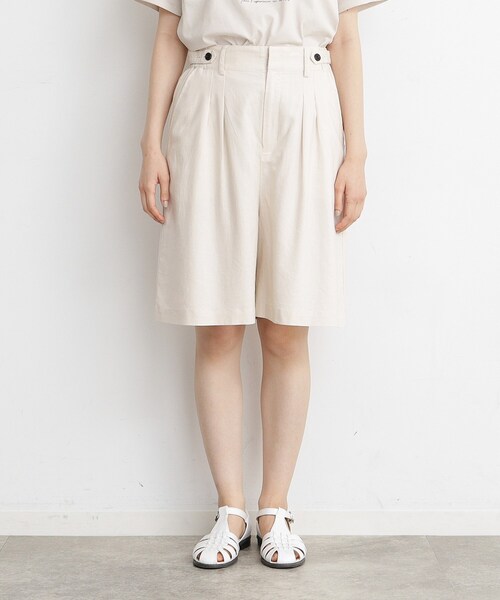 THE SHOP TK (ザ ショップ ティーケー )の「◆【リネン混】大人タックハーフパンツ/洗える(その他パンツ・レディース・ライトベージュ/ブラック・99)」の9枚目の写真