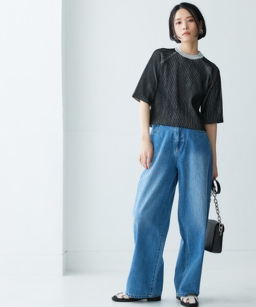 Soiunique（スワユニーク）の「配色編みUネックニットトップス ［Soiunique］（ニット/セーター・レディース・ネイビー系/ブラック系・M/L/LL）」の10枚目の写真