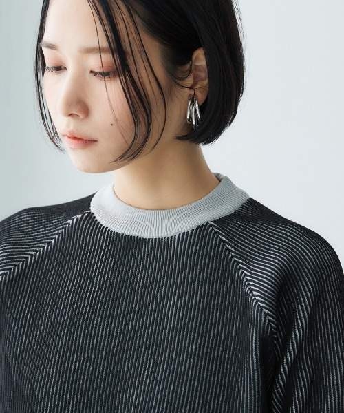 Soiunique（スワユニーク）の「配色編みUネックニットトップス ［Soiunique］（ニット/セーター・レディース・ネイビー系/ブラック系・M/L/LL）」の11枚目の写真