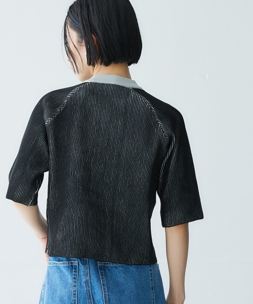 Soiunique（スワユニーク）の「配色編みUネックニットトップス ［Soiunique］（ニット/セーター・レディース・ネイビー系/ブラック系・M/L/LL）」の13枚目の写真