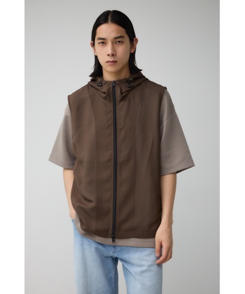 AZUL by moussy（アズールバイマウジー）の「シアーフーディーベスト（ベスト・メンズ・カーキ/グリーン/ブラック・FREE）」の9枚目の写真