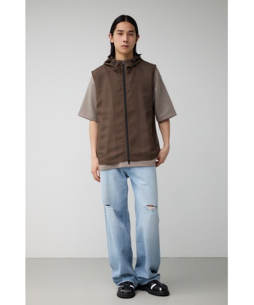 AZUL by moussy（アズールバイマウジー）の「シアーフーディーベスト（ベスト・メンズ・カーキ/グリーン/ブラック・FREE）」の10枚目の写真