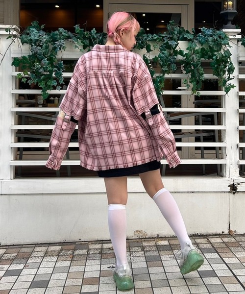 Candy Stripper（キャンディストリッパー）の「BELTED CHECK シャツ（シャツ/ブラウス・レディース・ライトブルー/ブラック/ピンク・2）」の8枚目の写真