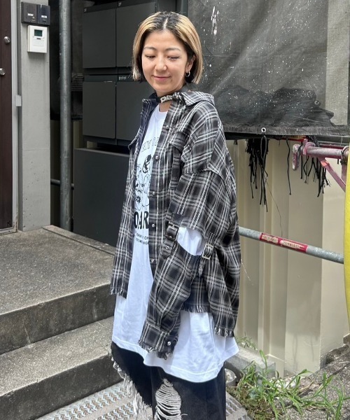 Candy Stripper（キャンディストリッパー）の「BELTED CHECK シャツ（シャツ/ブラウス・レディース・ライトブルー/ブラック/ピンク・2）」の5枚目の写真