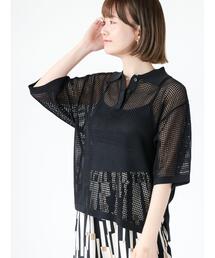メッシュポロニットプルオーバー