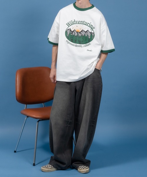 Perushu(ペルーシュ)の「レトロアソートプリントリンガーTシャツ(Tシャツ/カットソー・メンズ・アイボリー/ホワイト系/ホワイト/チャコールグレー/ベージュ・SMALL/MEDIUM/LARGE)」の18枚目の写真