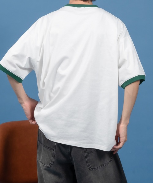 Perushu(ペルーシュ)の「レトロアソートプリントリンガーTシャツ(Tシャツ/カットソー・メンズ・アイボリー/ホワイト系/ホワイト/チャコールグレー/ベージュ・SMALL/MEDIUM/LARGE)」の19枚目の写真