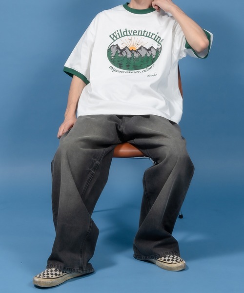 Perushu(ペルーシュ)の「レトロアソートプリントリンガーTシャツ(Tシャツ/カットソー・メンズ・アイボリー/ホワイト系/ホワイト/チャコールグレー/ベージュ・SMALL/MEDIUM/LARGE)」の21枚目の写真