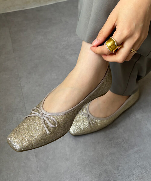 DouDou(ドゥドゥ)の「スクエアバレエ(バレエシューズ・レディース・ピンクベージュ/ブラウン/シルバー/ブラック・24.5cm/23cm/23.5cm/24cm)」の13枚目の写真