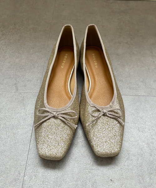 DouDou(ドゥドゥ)の「スクエアバレエ(バレエシューズ・レディース・ピンクベージュ/ブラウン/シルバー/ブラック・24.5cm/23cm/23.5cm/24cm)」の9枚目の写真