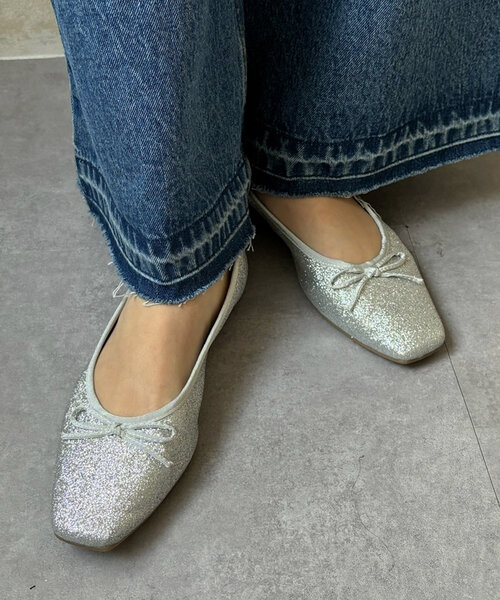 DouDou(ドゥドゥ)の「スクエアバレエ(バレエシューズ・レディース・ピンクベージュ/ブラウン/シルバー/ブラック・24.5cm/23cm/23.5cm/24cm)」の10枚目の写真