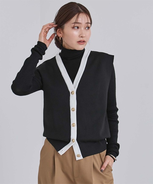 UR'S（ユアーズ）の「ゴールド釦コクーンニットベスト（ベスト・レディース・ホワイト系その他/ライトベージュ/ブラック/グレー/ブラック系その他・S/M/L）」の3枚目の写真