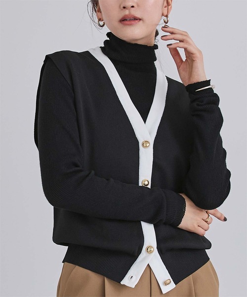 UR'S（ユアーズ）の「ゴールド釦コクーンニットベスト（ベスト・レディース・ホワイト系その他/ライトベージュ/ブラック/グレー/ブラック系その他・S/M/L）」の17枚目の写真