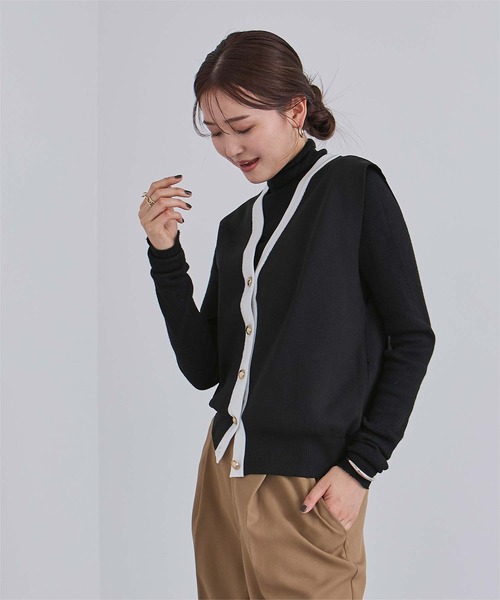 UR'S（ユアーズ）の「ゴールド釦コクーンニットベスト（ベスト・レディース・ホワイト系その他/ライトベージュ/ブラック/グレー/ブラック系その他・S/M/L）」の20枚目の写真