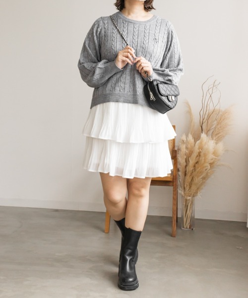CLETTE(クレット)の「ティアードプリーツミニスカート(スカート・レディース・ブラック/ホワイト・4L/3L/LL)」の14枚目の写真
